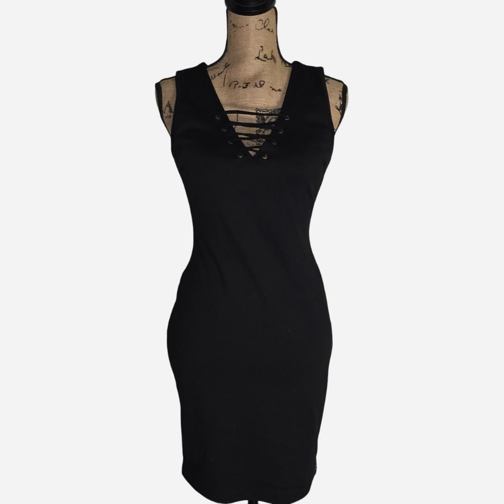 BLACK BODYCON MINI DRESS GUESS Size Medium